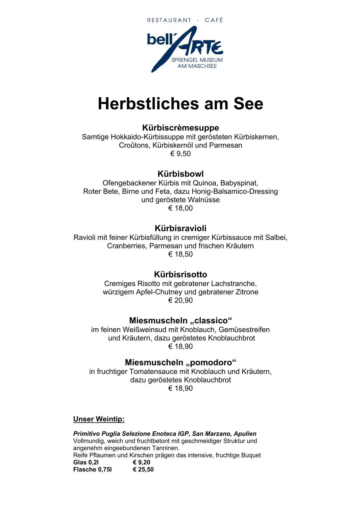 bell´ARTE im Sprengel Museum - Cafe und italienisches Restaurant in Hannover am Maschsee
