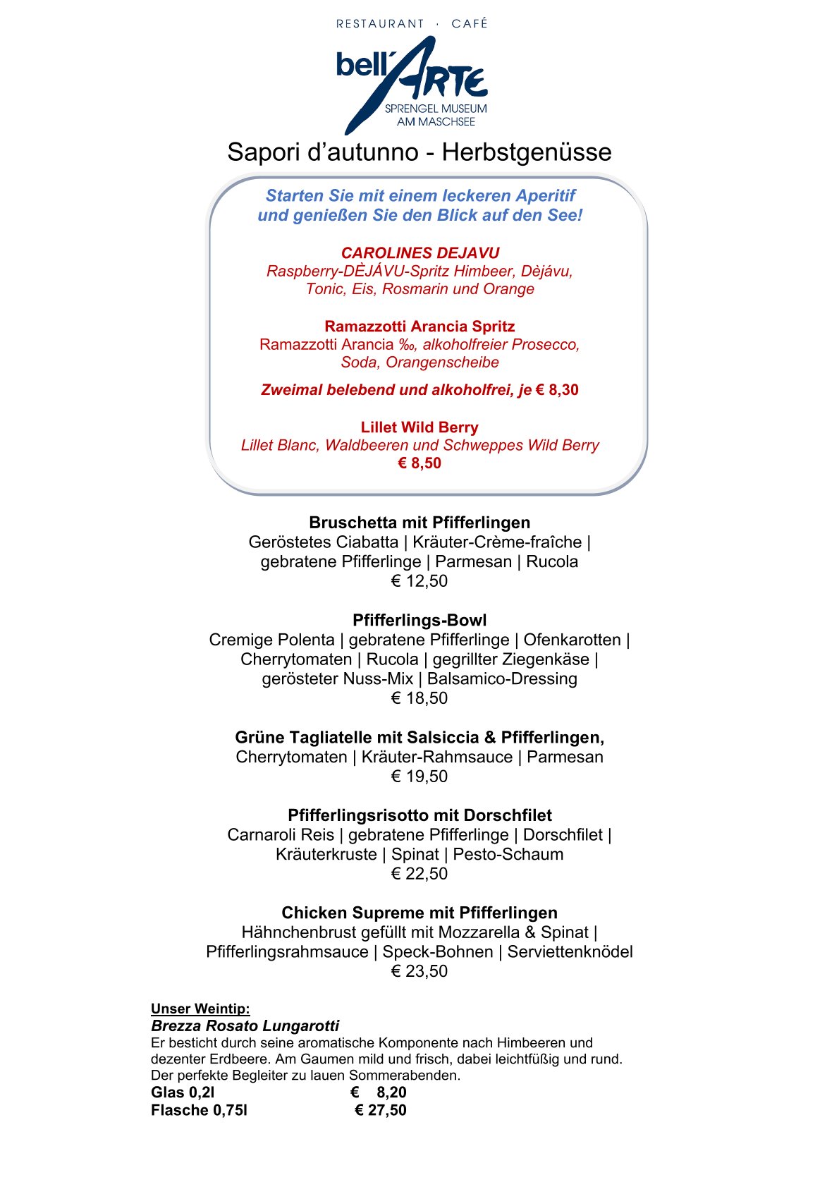 bell´ARTE im Sprengel Museum - Cafe und italienisches Restaurant in Hannover am Maschsee
